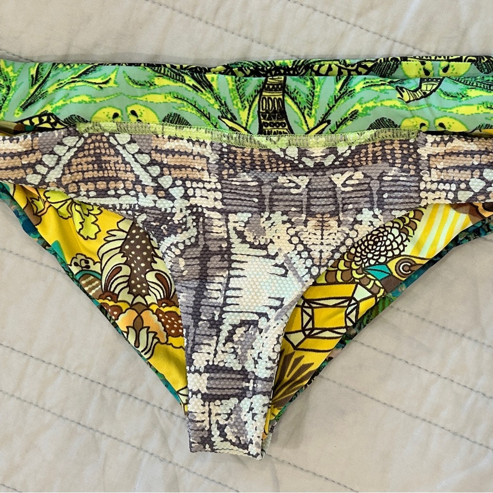 Maaji Yellow and Green Patterned Bikini Bottoms